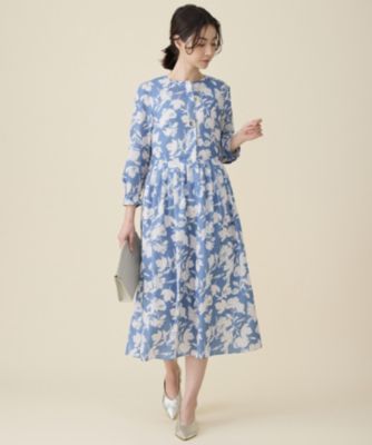 自由区(ジユウク)のバイカラーフラワープリント ワンピース通販