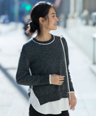 ICB 今季新品コットンツイスター クルーネックニットS ICB(アイシービー)のコットンツイスター クルーネックニット通販
