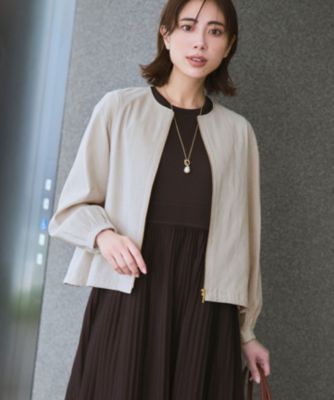 23区(ニジュウサンク)のリネンレーヨンストレッチ ノーカラー ブルゾン