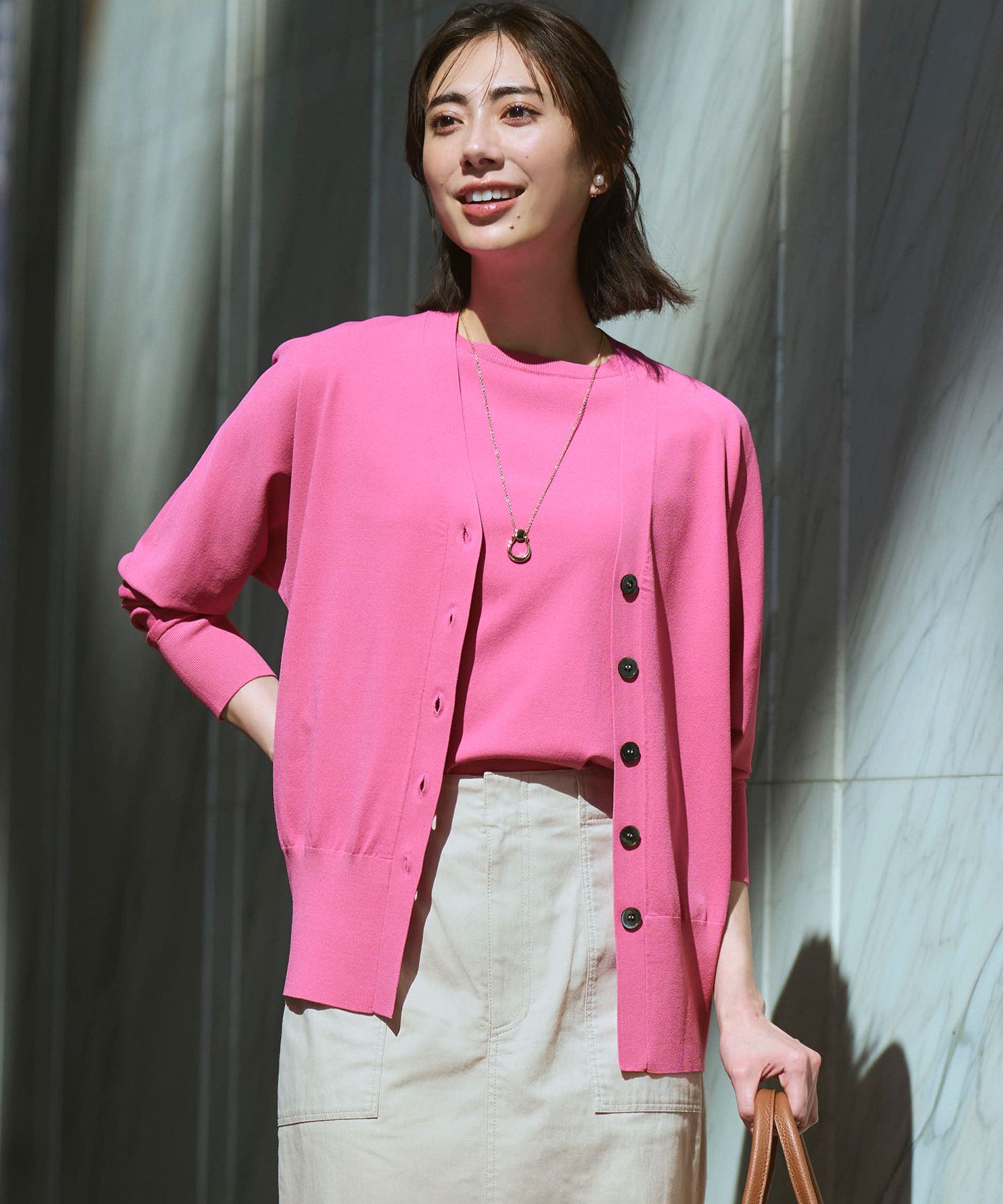 23区 S(ニジュウサンク エス)/レーヨンポリエステルストレッチ Vネック カーディガン