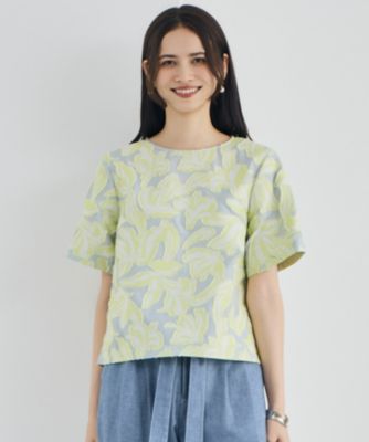 　リーフモチーフカットジャガード ブラウス