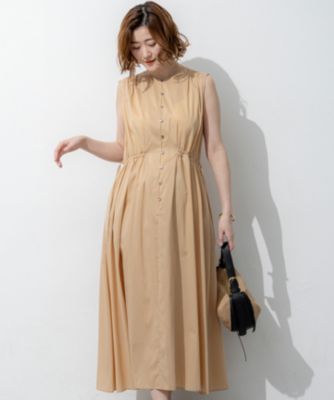 【213】新品　アナイ　デニムライクフレア ワンピース　ライトベージュ　36　B ANAYI（アナイ） ワンピース ハイカウントフラノフレア ワンピース