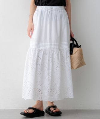 スカート Happy 23区 L(ニジュウサンク エル)の【先行予約】カットワークエンブロイ