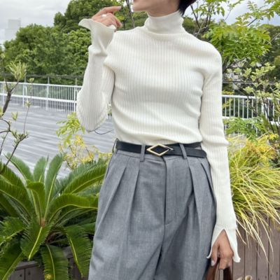 スール　SOEUR ニット(F)ネイビー　毛混合　ロングTシャツ　日本製
