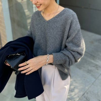 NOLLEY'S sophi - ノーリーズソフィ　カシミヤ混ヘアリークルーネックプルオーバーニット ノーリーズソフィ カシミヤ混ヘアリークルーネックプルオーバー