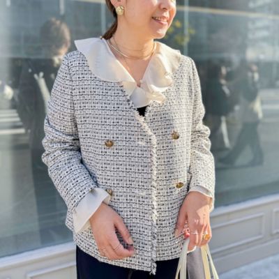 今季】【美品】HELIOPOLE ツイードブルゾン モノトーン系 36サイズ