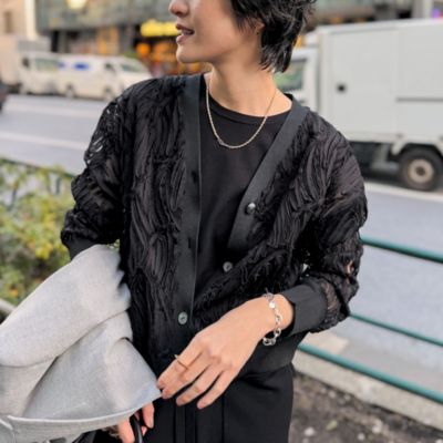 美品★ノーリーズ★リエミラー★チュール刺繍Vネックカーディガン★ノーリーズソフィ Rie Miller(リエミラー)の《セットアップ対応》《手洗い可能