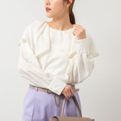 eLLa  アシメントリーケープブラウス完売品　新品未使用 NOLLEY'S(ノーリーズ)のシアースラブフリルブラウス通販