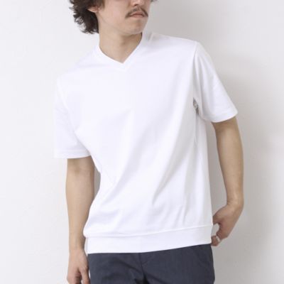 集英社HAPPY PLUS STORENOLLEY’S goodman（ノーリーズグッドマン）/《ビジカジ対応》シルケットスムース Vネック ドレスTシャツ 25SS