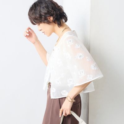 集英社HAPPY PLUS STORENOLLEY’S sophi（ノーリーズソフィー）/《セットアップ対応》ラメフラワージャガードブラウス