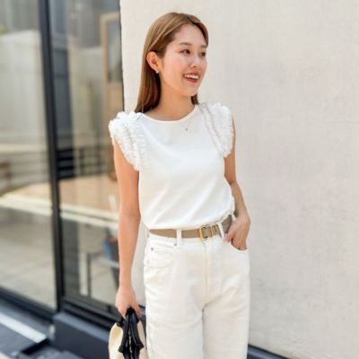 NOLLEY'S(ノーリーズ)の《手洗い可能》肩フリルノースリーブプル