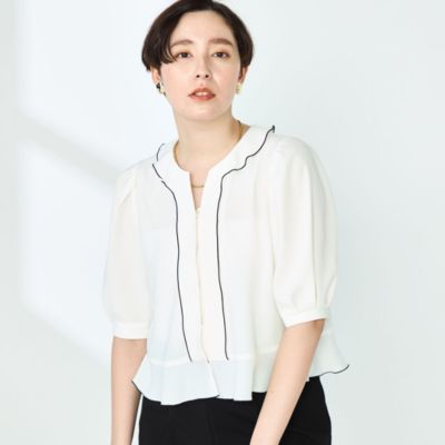 NOLLEY'S シャツ ブラウス ストレッチジョーゼット配色2WAY
