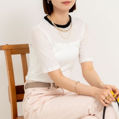 集英社HAPPY PLUS STORENOLLEY’S sophi（ノーリーズソフィー）/シアー配色トリミング半袖Tシャツ