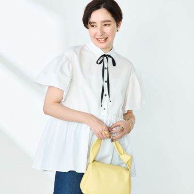 NOLLEY'S sophi(ノーリーズソフィー)のペプラムリボンシャツ