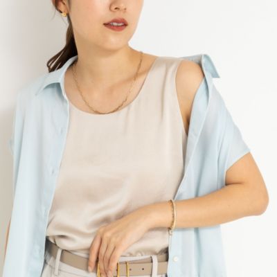 NOLLEY'S(ノーリーズ)のサテン×ラメベア天2WAYタンクトップ通販