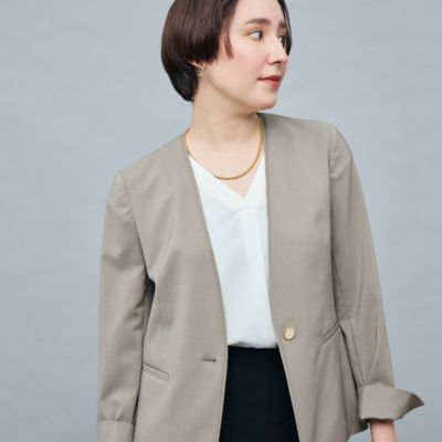 　《セットアップ対応》ウォッシャブルファンクショナルツイルノーカラージャケット