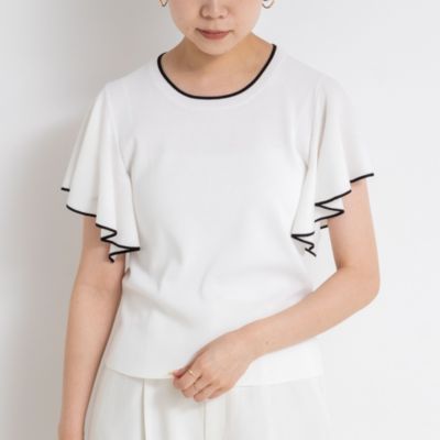 集英社HAPPY PLUS STORENOLLEY’S sophi（ノーリーズソフィー）/《手洗い可能》袖フリル配色プルオーバーニット