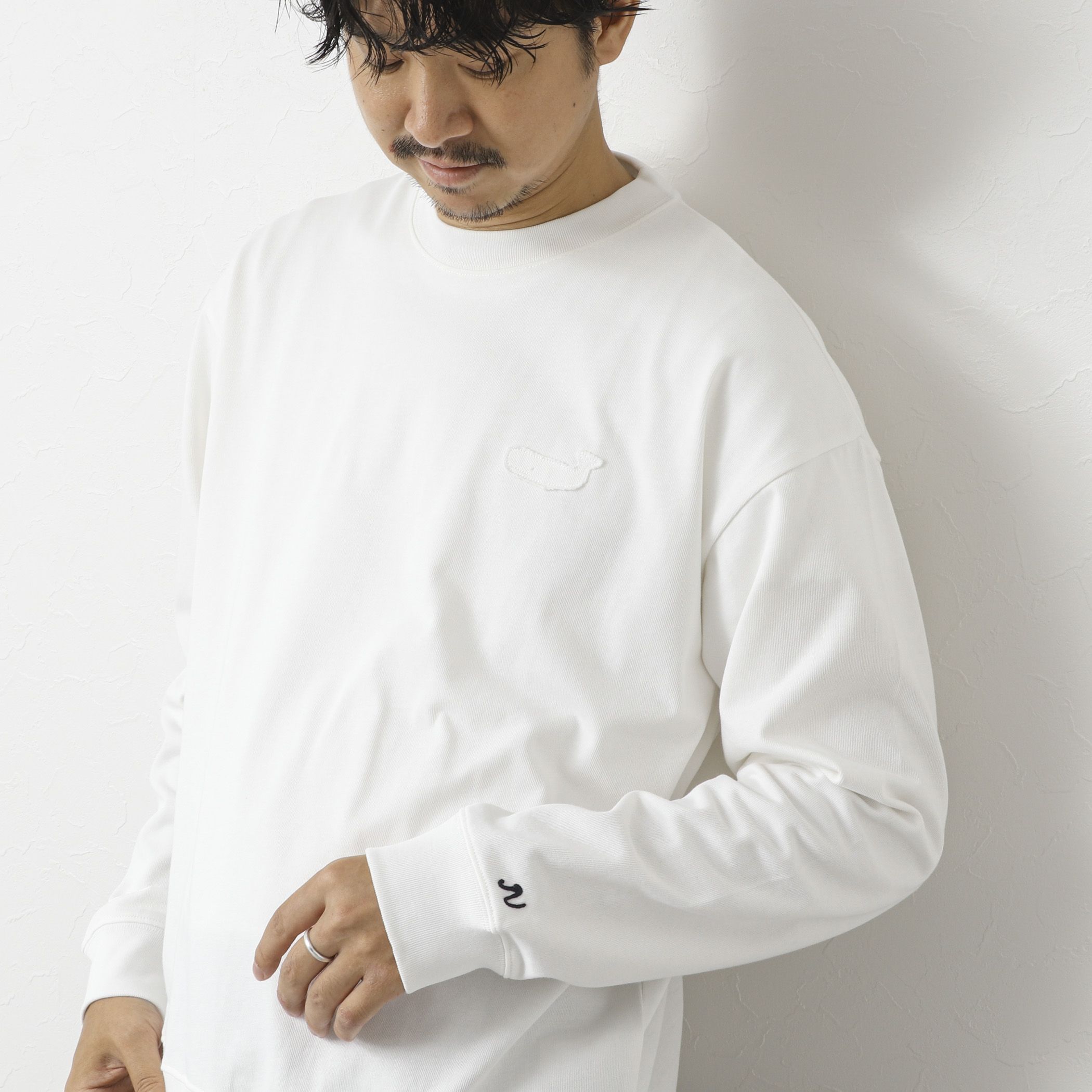 NOLLEY’S goodman(ノーリーズグッドマン)/度詰め引き揃え天竺 クラフトクジラ ワンポイントロンT 25AW