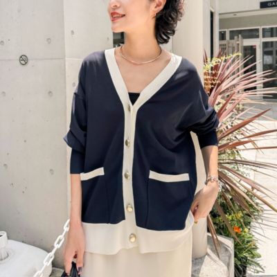 【NOLLEY'S sophi 】手洗い可能＊リブフレアVネックカーディガン NOLLEY'S Sophi カーディガン 「追加」「手洗い可能」マルチ
