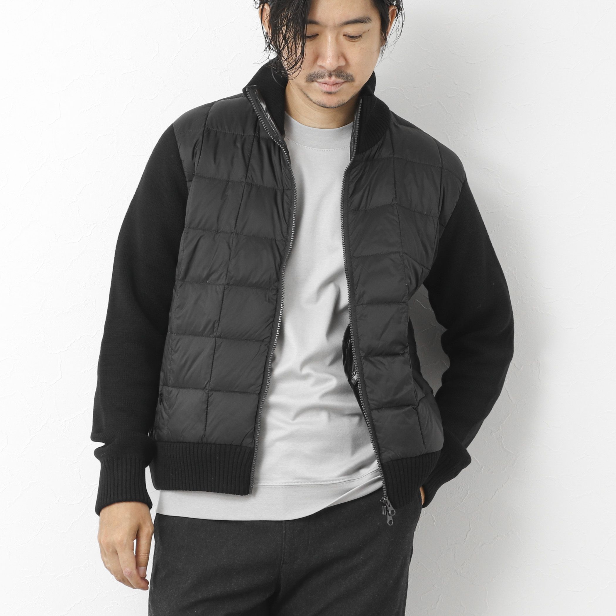 NOLLEY’S goodman(ノーリーズグッドマン)/【TAION/タイオン】別注HI NECK DOWN JKT WITH SLEEVE KNIT 25AW