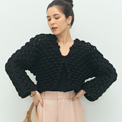 　《手洗い可能》3D柄ボレロカーディガン