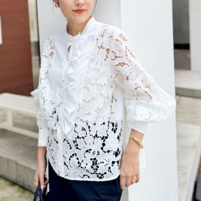 新品未使用・完売品・24SS✨NOLLEY'S　パール付きカットジレ　WEB限定 NOLLEY'S(ノーリーズ)の刺繍ビブヨーク4WAYフリルブラウス通販
