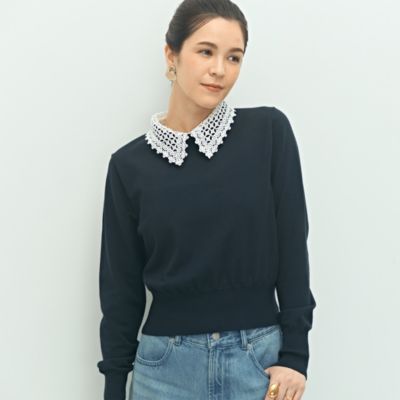 集英社HAPPY PLUS STORENOLLEY’S（ノーリーズ）/襟レース2WAYプルオーバーニット