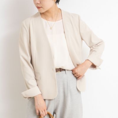 【セットアップ】ノーリーズソフィー ノーカラージャケット&テーパードパンツ セットアップ】ノーリーズソフィー ノーカラージャケット