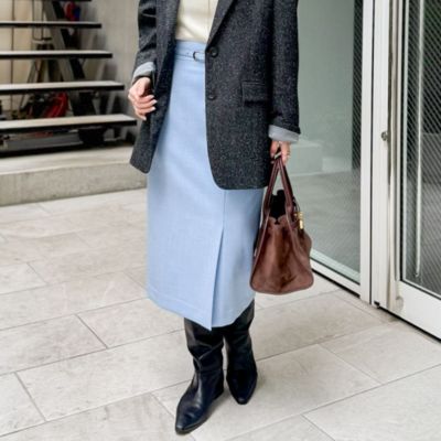 ノーリーズソフィー（NOLLEY’S sophi）/ウォッシャブルベルト付きラップ風タイトスカート NOLLEY'S sophi(ノーリーズソフィー)のウォッシャブルベルト付きラップ