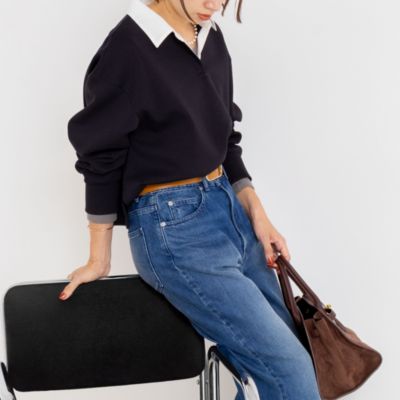 集英社HAPPY PLUS STORENOLLEY’S sophi（ノーリーズソフィー）/《セットアップ対応》ウォッシャブルポロ衿ダンボールカットソープルオーバー