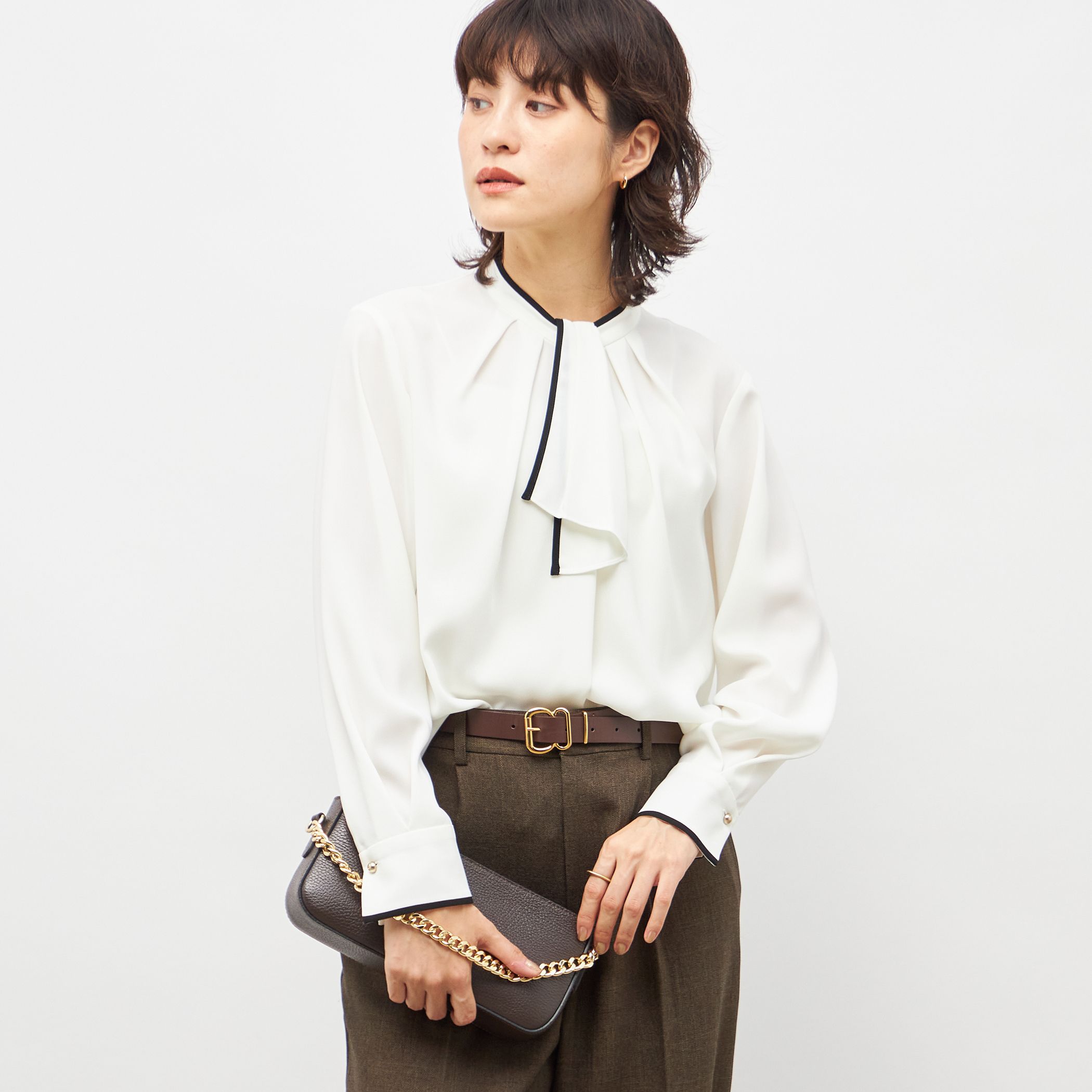 NOLLEY’S(ノーリーズ)/ウォッシャブルストレッチジョーゼットボウタイ風ブラウス