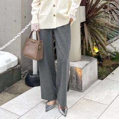 ノーリーズソフィー（NOLLEY’S sophi）/ウォッシャブル両面起毛ヘリンボーン/ストライプセミワイドパンツ NOLLEY'S sophi(ノーリーズソフィー)のウォッシャブル両面起毛