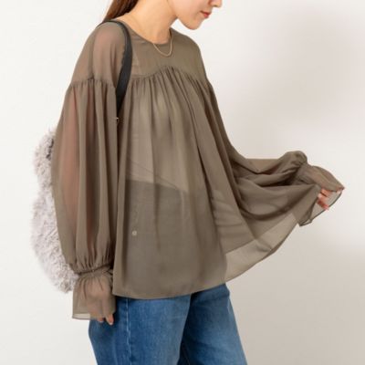 sogan　BLAMINK ブラミンク コットンクルーネックギャザー コットンシルククルーネックギャザーブラウス | BLAMINK (Women