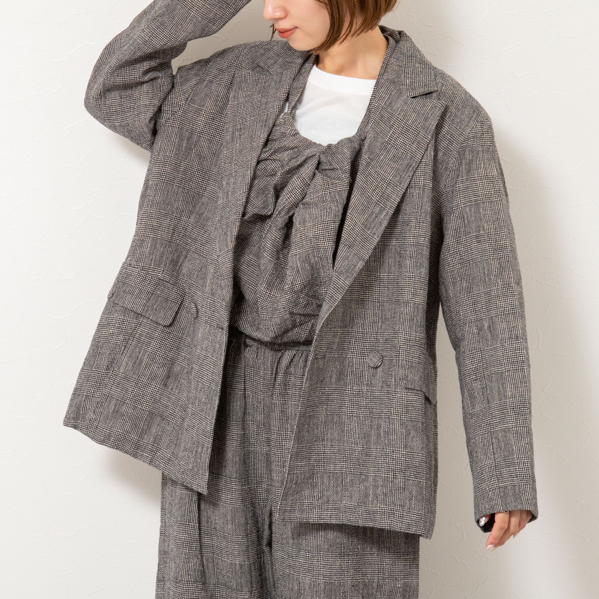 NOLLEY’S(ノーリーズ)/【enrica/エンリカ】グレンチェックオーバーサイズジャケット