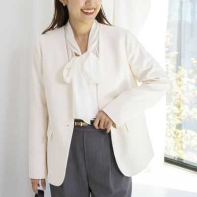 《セットアップ対応》ウォッシャブルサージストレッチVネックジャケット