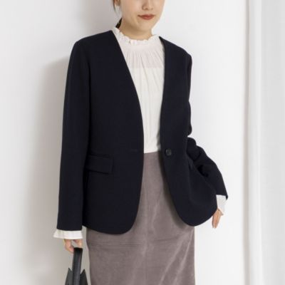 　《セットアップ対応》ウォッシャブルサージストレッチVネックジャケット