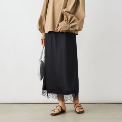 NOLLEY'S sophi(ノーリーズソフィー)のウォッシャブル裾レースサテン