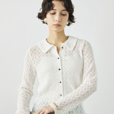 NOLLEY'S(ノーリーズ)のウォッシャブル襟付きレースカーディガン通販