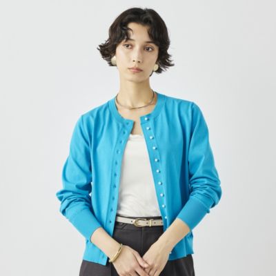 《手洗い可能》コットンテックスクルーネックカーディガン