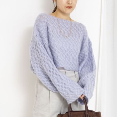 【WALANCE/ワランス】wool mohair cable cropped cardigan