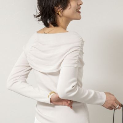 　《手洗い可能》イレギュラーネックオフショルプルオーバー