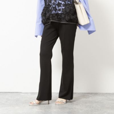 　【WEB限定】ウォッシャブルソフトリブフレアパンツ