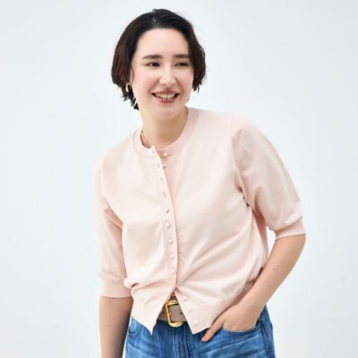 《手洗い可能》コットンテックス6分袖カーディガン