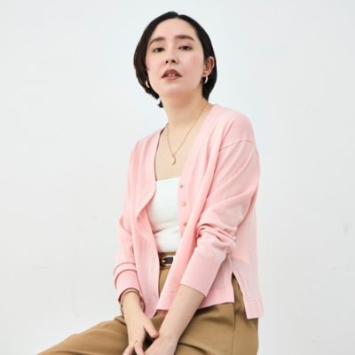 【一部WEB限定カラー】《手洗い可能》エアリータッチゆったりVネックカーディガン