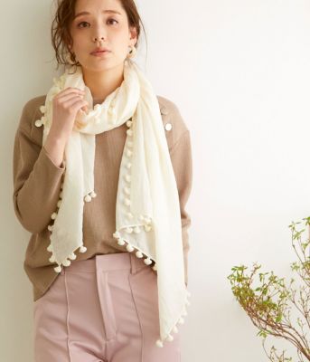 Rope Picnic ロペピクニック のポンポンタッセル付きカラーストール通販 Leeマルシェ