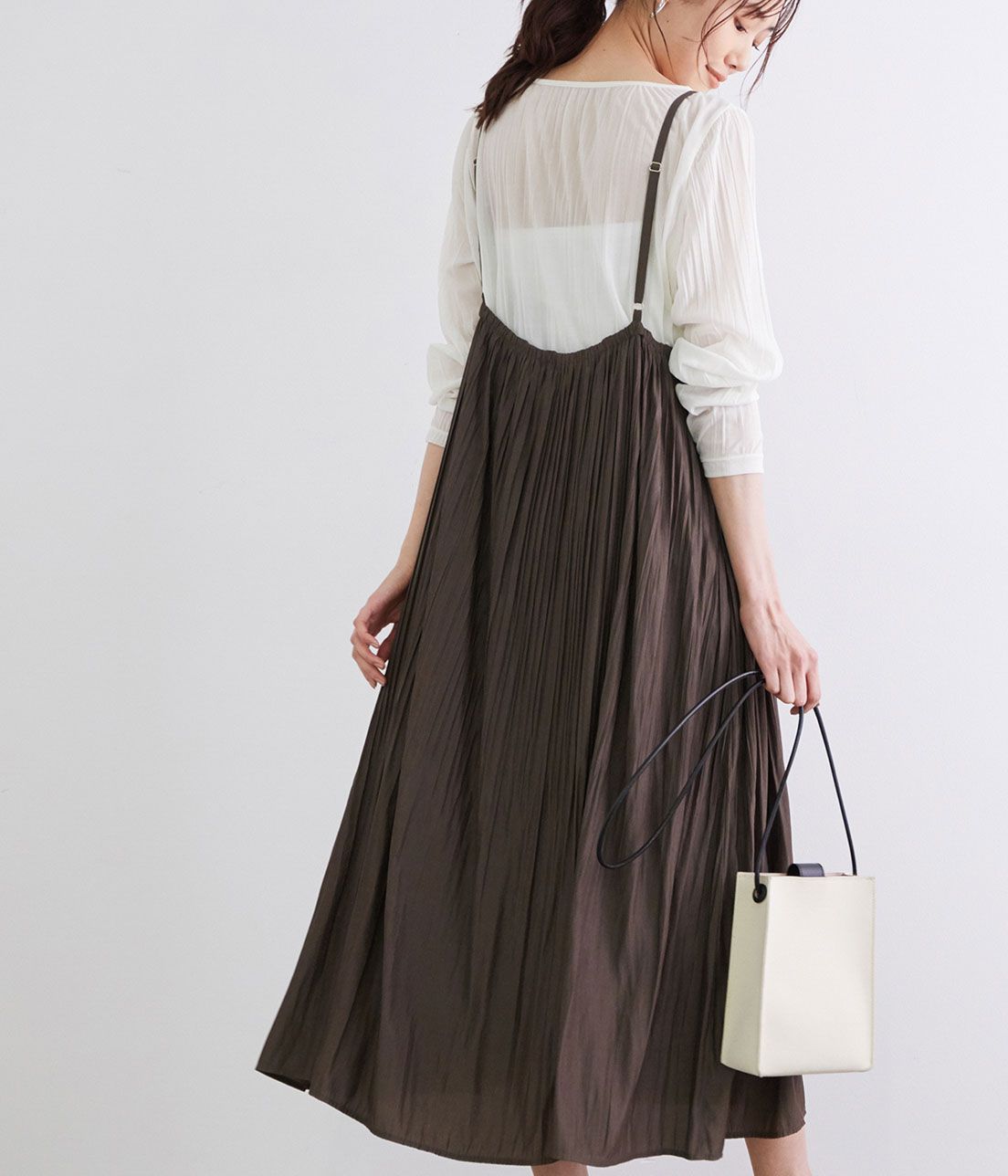 ROPE’ PICNIC(ロペピクニック)/【WEB限定カラー:ブラウン】カシュクールプリーツキャミワンピース
