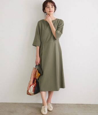 Rope Picnic ロペピクニック の Web限定カラー ライトグリーン アセテート混ドライタッチキーネックワンピース通販 集英社happy Plus Store