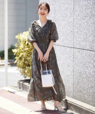 Vis ビス のフロントフリルペイズリー柄ワンピース通販 Leeマルシェ