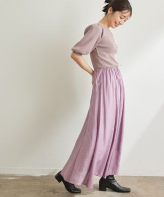 Vis 美短 さっと着られて綺麗に決まる シアーナロースカートドッキングワンピース