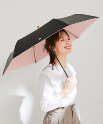 VIS 【晴雨兼用/遮光率100%】バンブーハンドルコンパクト折り畳み傘